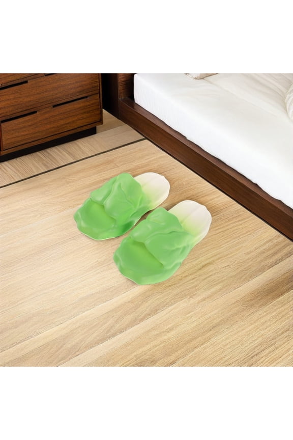 1Pair Lightweight Green Eva Indoor Shower Slippers Breathable Pool Bathroom Shoes