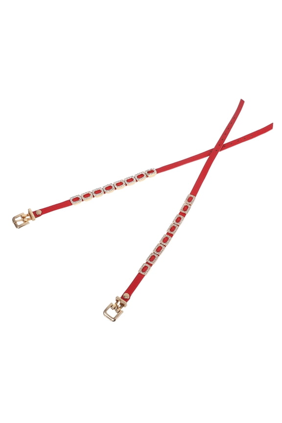 1 Pair Red High Heel Shoe Straps with Sparkling Rhinestone Detachable Bands for Stylish and Elegant Footwear Accessories