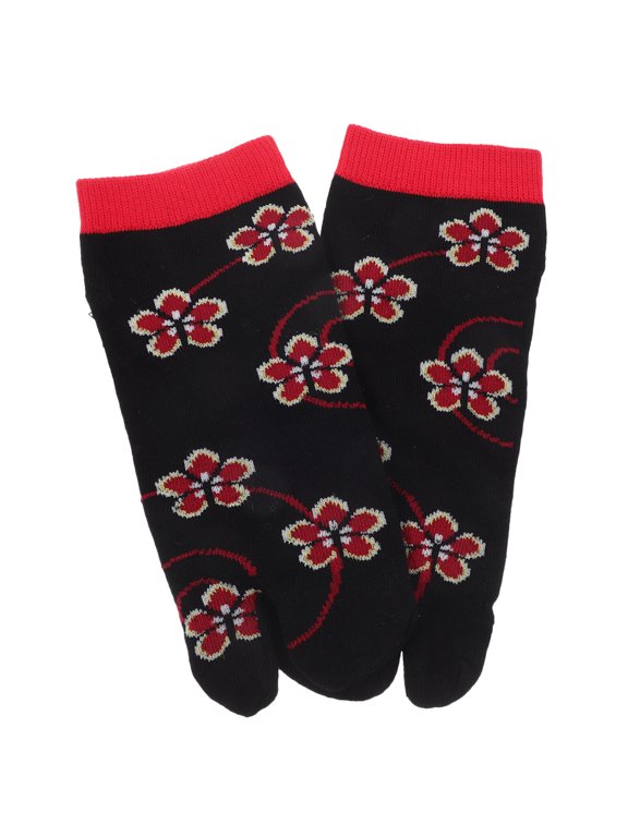 Cotton Two-Toe Socks Multi Color Flower Pattern Versatile Styling