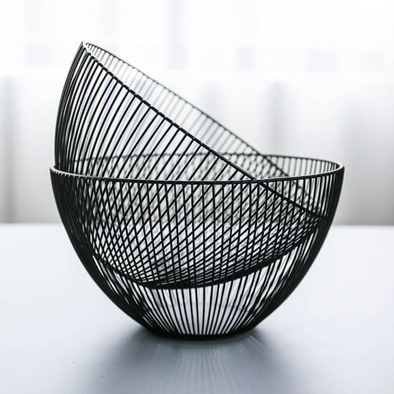 NIAIZEK Rustic Fruit Bowl Basket for Kitchen Countertop, Simple Black Design, Kitchenware, 1 Piece