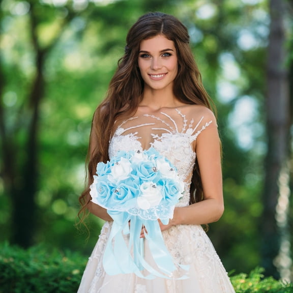 NIAIZEK 1Pc Simulation Holding Bouquet Blue Party Artificial Flower for Stage and Banquet