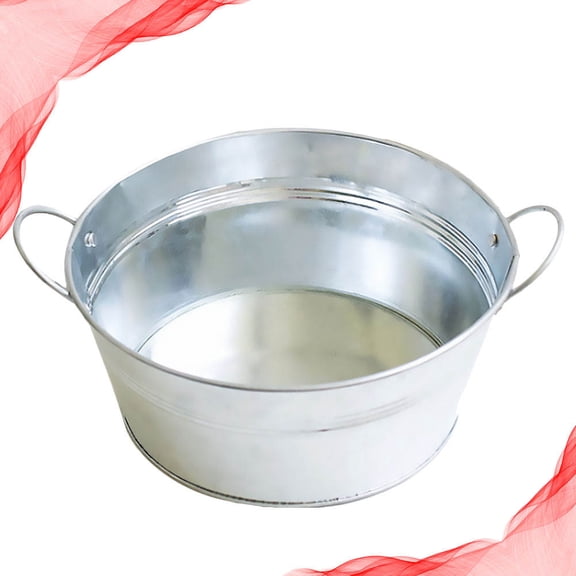 NIAIZEK 1Pack Farmhouse Planter Bucket Iron Round Storage for Gardening Home Decoration Silver