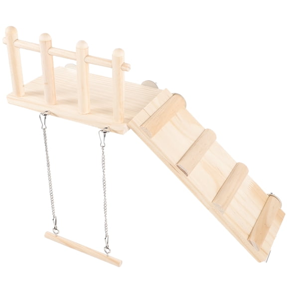 NIAIZEK Beige Wood Bird Swing, Ideal for Parrot Chewing and Exploring