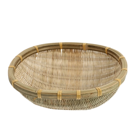 NIAIZEK 1Pack Bamboo Woven Storage Round Khaki Basket for Families
