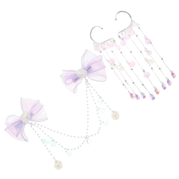 NIAIZEK 1Set Elegant Purple Mermaid Hair Clip with Tassel Bow and Accent for Special Occasions