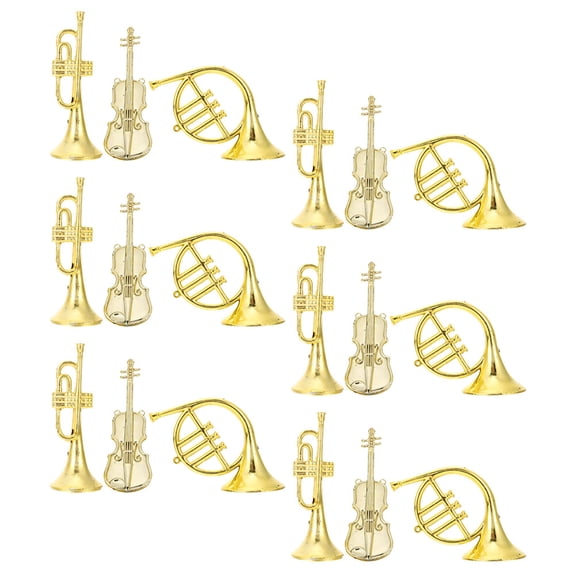 NIAIZEK Golden Plastic Musical Instrument Models for Xmas Tree Hanging 1Set
