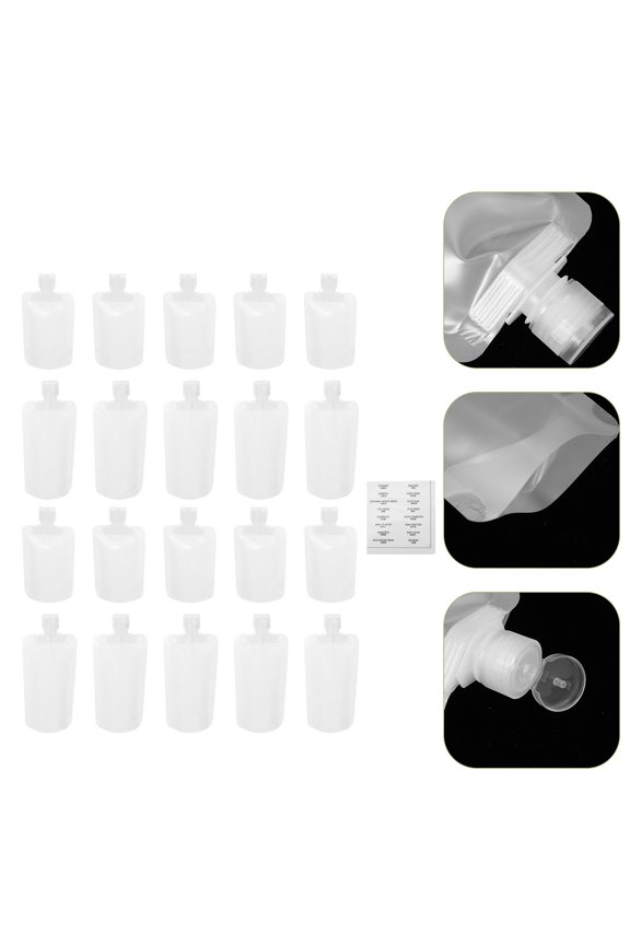 1Set Leakproof Cosmetic Containers White Travel Lotion Storage Pouch with Pet Material