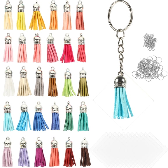 NIAIZEK Portable Keychain Blanks Set with Acrylic Sublimation Key Pendant and Decorative Tassel for Crafts