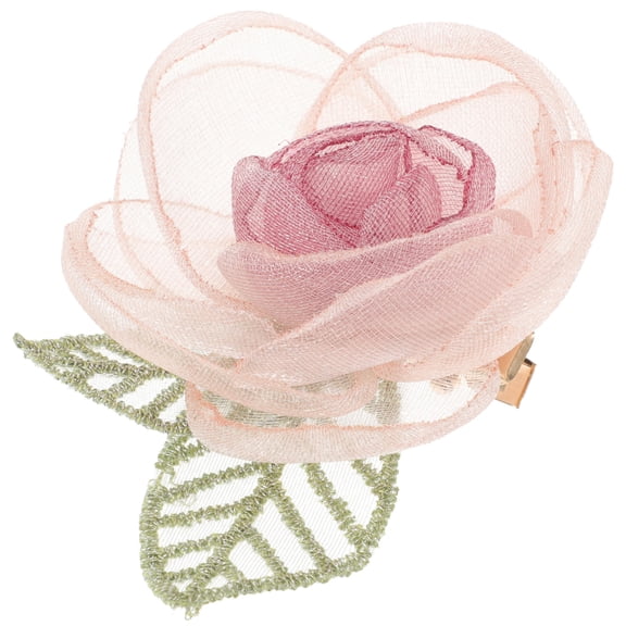 NIAIZEK 1Set Pink Rose Clips Hair Accessories for Women Elegant Design Styling 6.3x2in Metal Mesh
