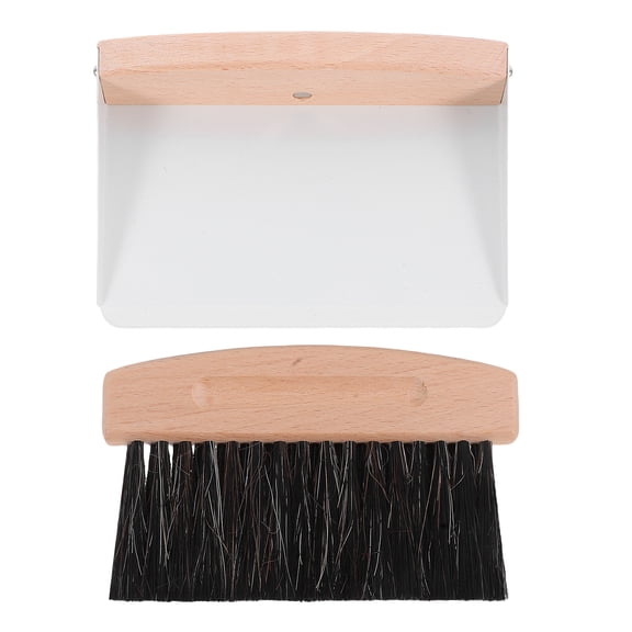NIAIZEK Portable Handheld Dustpan and Broom Set with White Iron Frame and Beech Nylon Bristles for Small Area Cleaning