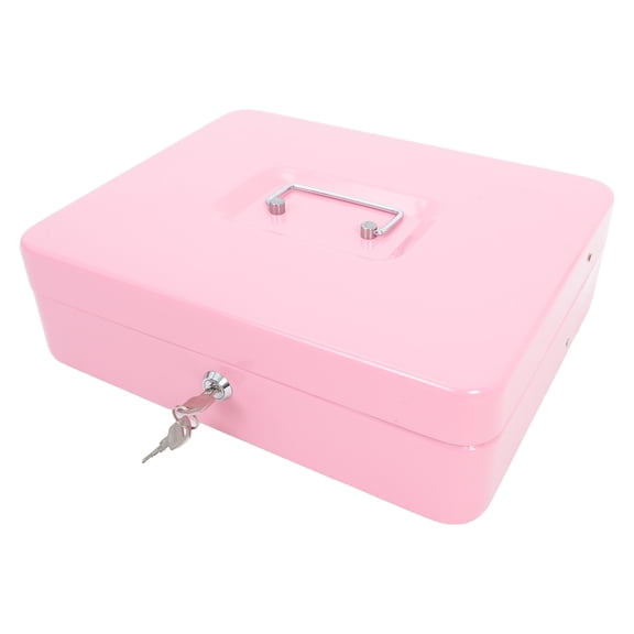 NIAIZEK 1Set Pink Metal Cash Box with Key Lock Cash Organizer Tray for Retail Store and Restaurant Use