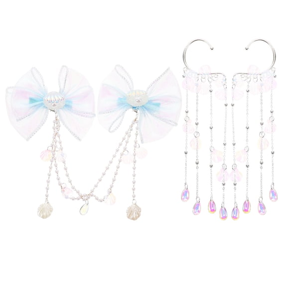 NIAIZEK 1Set Mermaid Forehead Chain Hair Accessory with Tassel Bow for Daily Wear