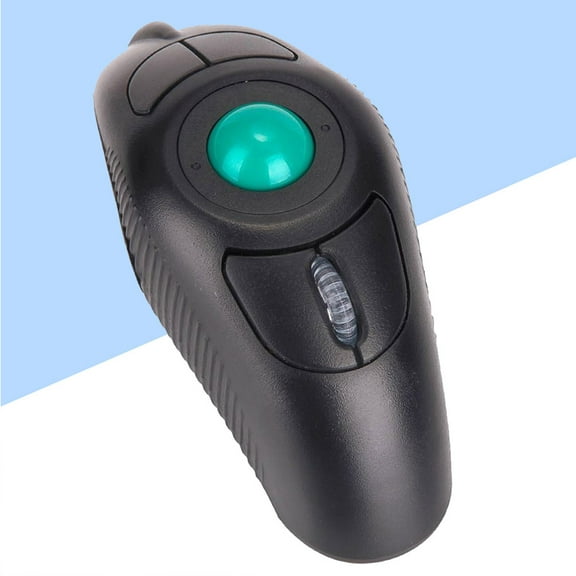 CRILSTYLEO Wireless Dolphin Shape Handheld Trackball Mouse USB Port Portable Black