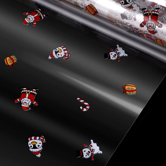 NIAIZEK 2.5 Mil Santa Claus Pattern Cellophane Wrap Roll 3000x40cm Gift Basket Wrapping Arts Crafts(1181.1X15.75X1.97in)