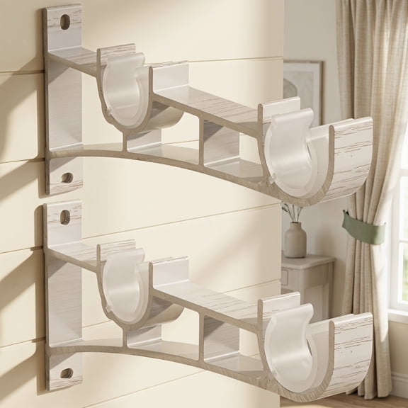 NIAIZEK 2 Pack Double Curtain Rod Brackets, White Aluminum Alloy