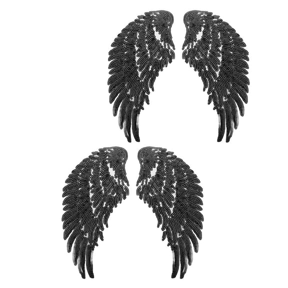 NIAIZEK 2Pairs Black Angle Wing Patch Iron on Applique for Garment Decor and Clothes Repair