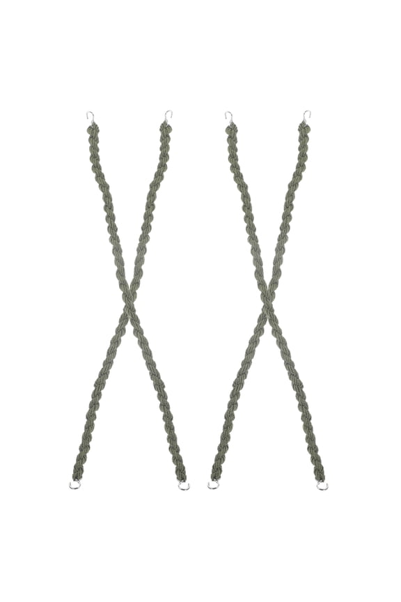 Elastic Boot Straps with Metal Hooks, Green Polyester, Outdoor Gear, 2 Pairs for Hiking and Camping