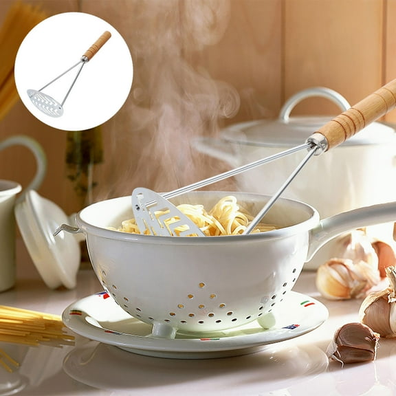 NIAIZEK Manual Vegetable Smasher with Wooden Handle, 2-Piece Kitchen Tool Set for Mashing Fruits and Vegetables