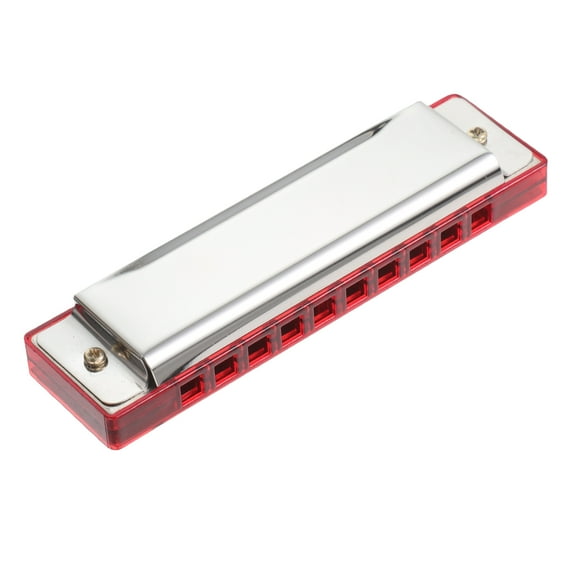 NIAIZEK 20-Tone Red Metal Harmonica Portable Wind Instrument for Beginners and Professionals, Music
