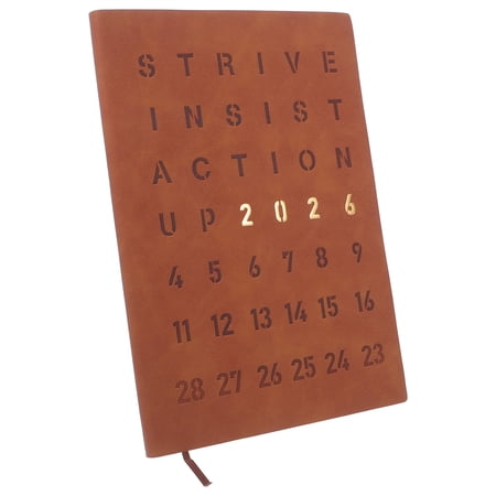 NIAIZEK Brown 2026 Calendar Planner Notebook Portable Daily Agenda for Efficient Time Management