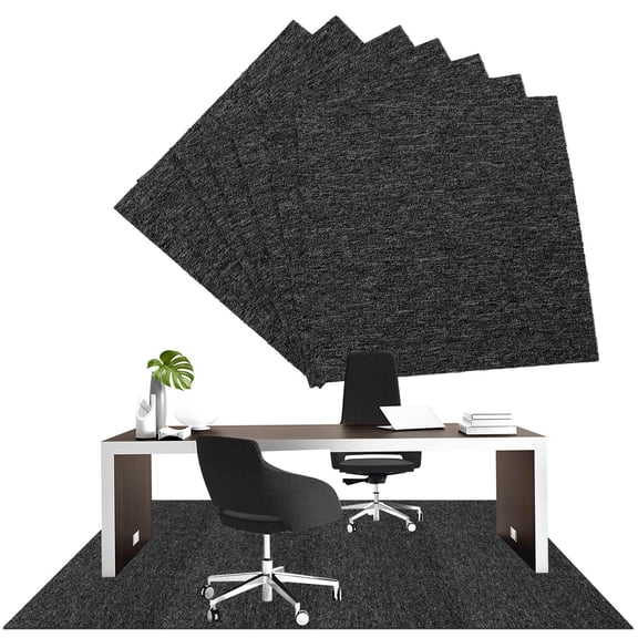 NIAIZEK 20Pcs re Shape Carpet Tile Mat for Office and Commercial Use Black