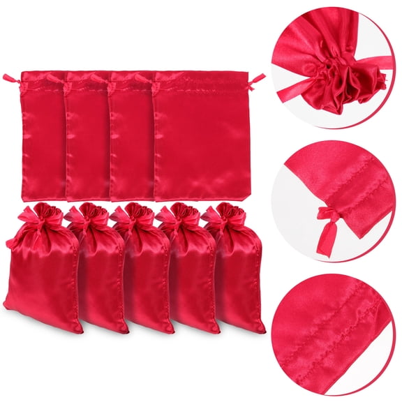 NIAIZEK 20Pcs Red Satin Party Favor Drawstring Bags for Wedding Candy and Packaging