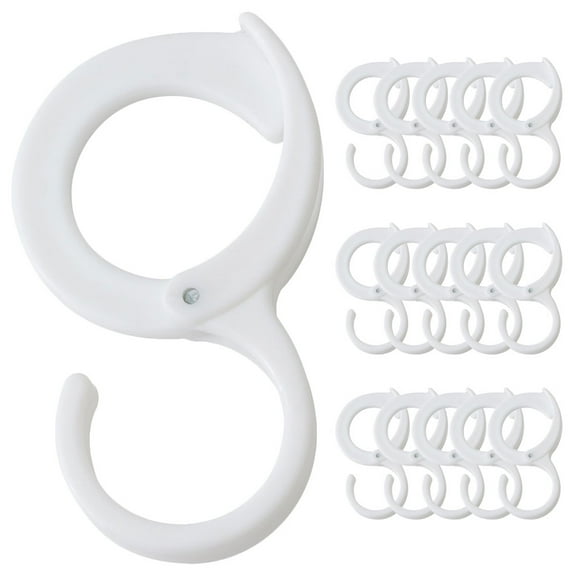 NIAIZEK 20Pcs White Small Plastic S Hooks for Hanging Coats Hats Keys and Household Items Design