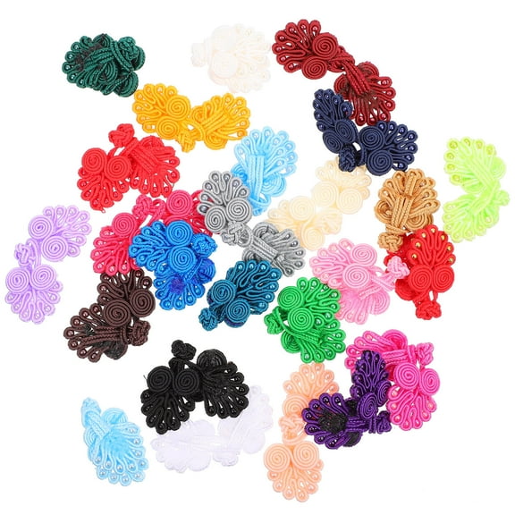 NIAIZEK 25 Pcs Assorted Color Chinese Knot Fasteners for Clothing, Retro Style Decorative Closures for Sewing and Crafts