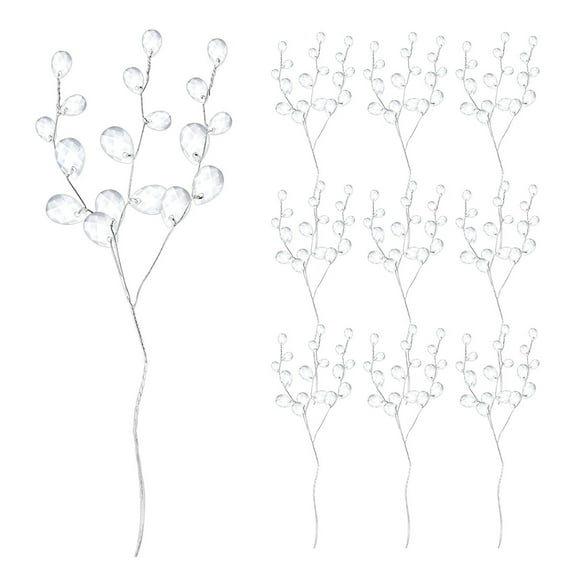 NIAIZEK 25 Pcs Artificial Acrylic Flower Picks with White Beads for Wedding Decor and Home Decoration