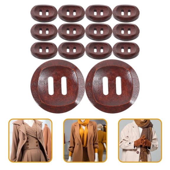 NIAIZEK 25Pcs Large Dark Brown Wooden Sewing Buttons Decorative Vintage Craft Buttons