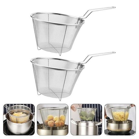 NIAIZEK 2-Pack Stainless Steel Frying Baskets Reusable for Hotel and Restaurant Use Kitchen Fryer Accessories