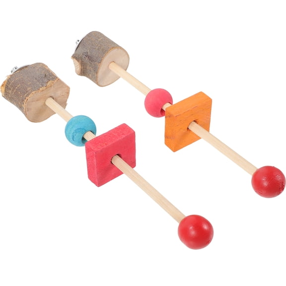 NIAIZEK 2pcs Parrot Stand Perch Wood Multi-colored Daily Use for Finches