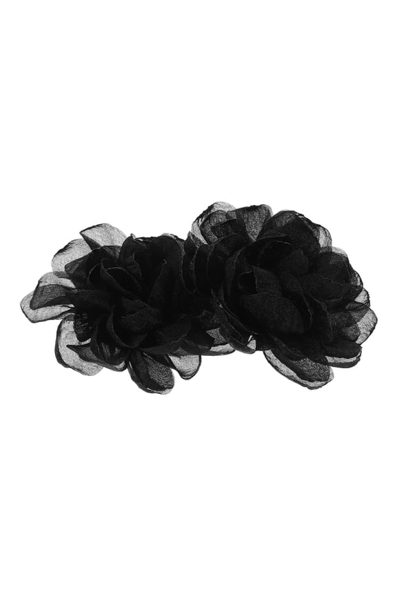 2Pcs Black Cloth Flower Shoe Clips Detachable Buckle for Wedding Party Decor