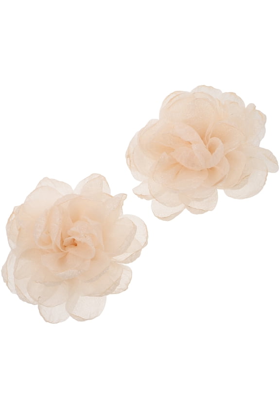 2Pcs Fabric Flower Shoe Clips Beige Detachable for High Heel Shoes Wedding and Special Occasion