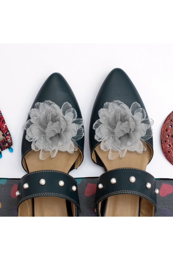 2Pcs Cloth Material Flower Shoe Clips Detachable Buckle for High Heel Wedding Accessory