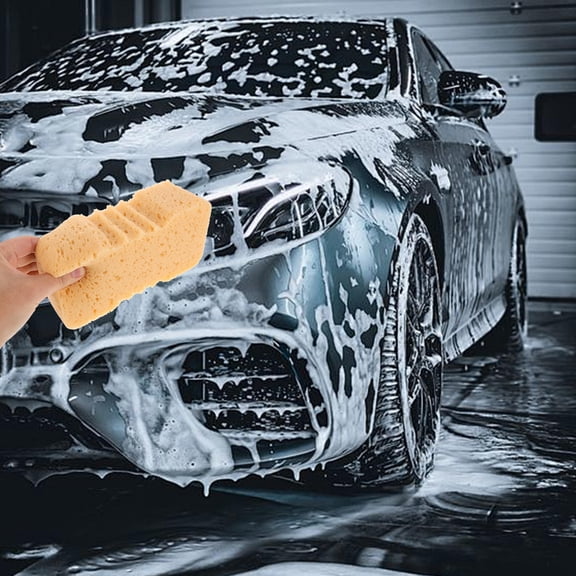 NIAIZEK 2-Pack Large Orange Car Wash Sponges Soft Dense Foam for Gentle, Paint-Safe Cleaning and Detailing