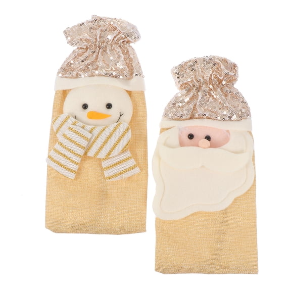 NIAIZEK Set of 2 Decorative Drawstring Wine Bottle Bags for Holiday, Party, Family Events, Wrapping, and Wine Storage