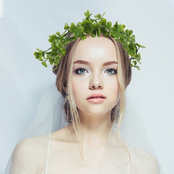 NIAIZEK 2-Piece Wedding Floral Headband Set with Green Leaf Bridal Hair Accessories for Brides and Special Occasions