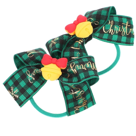 NIAIZEK Decorative Green Bow Hair Ties - Elastic Ponytail Holders, Suitable for Parties, 2Pcs