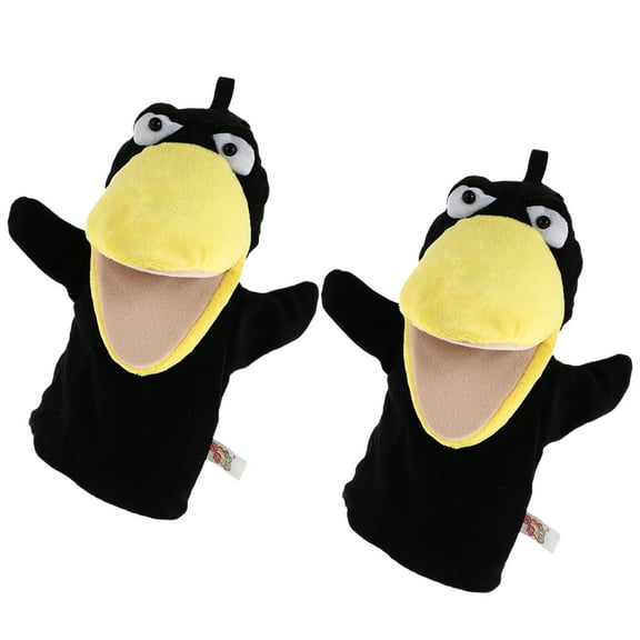 NIAIZEK 2Pcs Hand Puppets Crow Hand Puppets Black for Vocabulary Building Interactive Playing