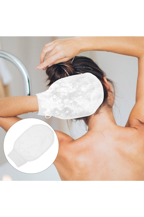 2Pcs White Reusable Shower Mittens for Body Exfoliating and Skin Cleaning At Home