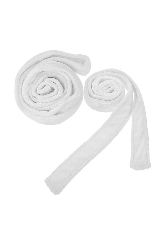 2Pcs Flannel Bathrobe Belt Soft Replacement Strap for Hotel Spa and Home Use White