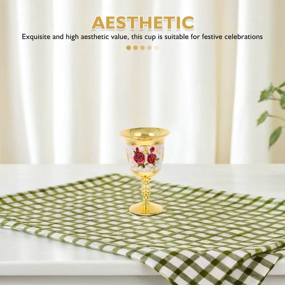 NIAIZEK 2Pcs Vintage Style Golden Metal Wine Goblets with Artistic Embossed Patterns for Home