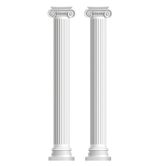 NIAIZEK Lifelike 3D Greek Pillar Wall Decal, White, Textured PVC, Space Enhancing, 2Pcs