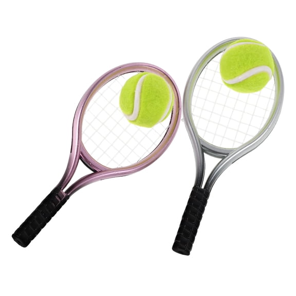 NIAIZEK 2 Sets Junior Tennis Set Plastic Material Assorted Color Enhances Dollhouse Play for Children