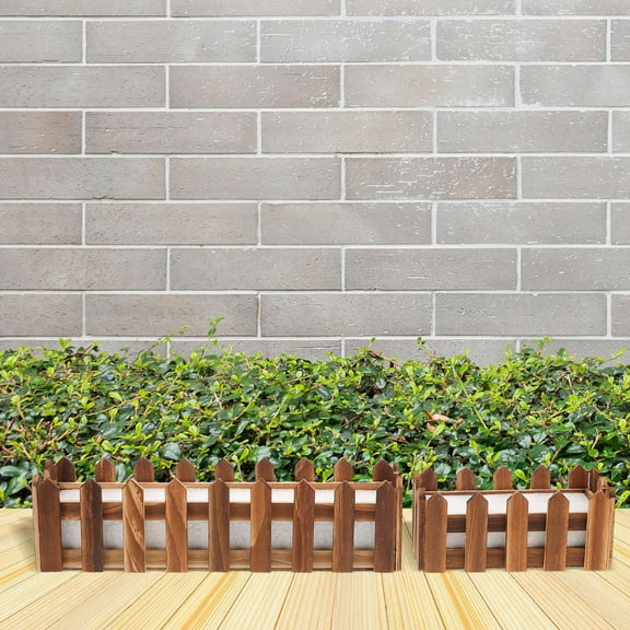NIAIZEK Wooden Picket Planter 2-Pack Garden Patio Decorative Flower Box Easy Setup Durable Outdoor Indoor