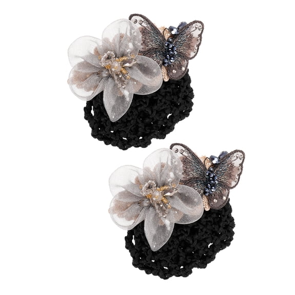 NIAIZEK 2pcs Round Hair Bun Holders with Tulle Hair Nets for Women, Perfect for Parties, Weddings, and Everyday Styling