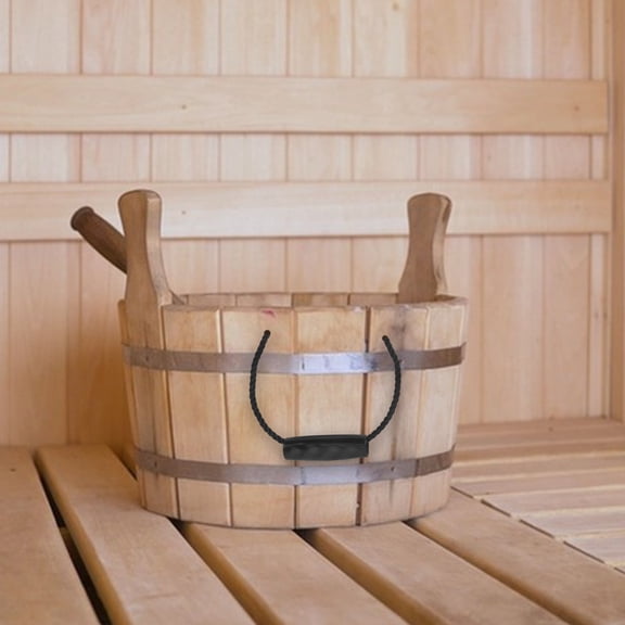 NIAIZEK 2pcs wooden bucket handle replacement rope grip carrying handles for home garden plastic metal buckets(7.09X6.3X0.79in)