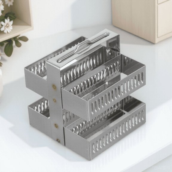 NIAIZEK Microscope Staining Rack Glass Slides Rack Stainless Steel 1Set
