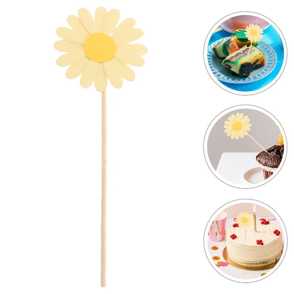 NIAIZEK 36-Piece Yellow Daisy Flower Cake Toppers Set for Birthday, Wedding, Party Decorations, Floral Cake Decorating Kit